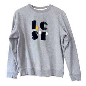 Lacoste Men's Long Sleeve Letter Block Graphic Sweatshirt gray Size M